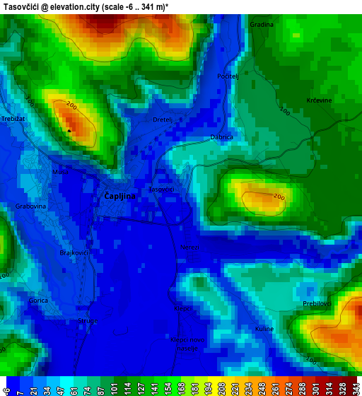 Tasovčići elevation map