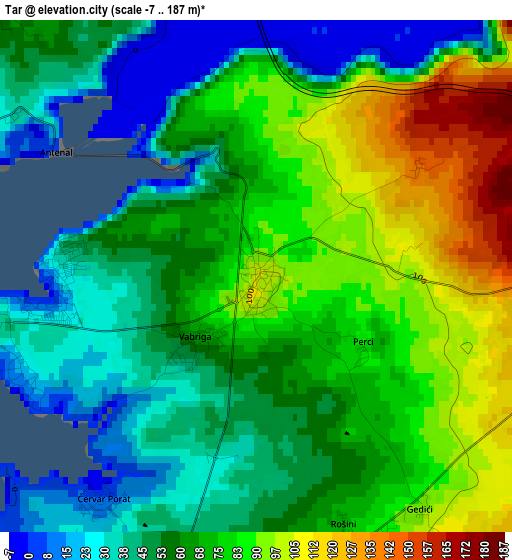 Tar elevation map