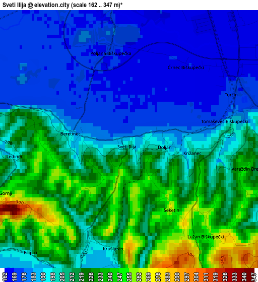 Sveti Ilija elevation map