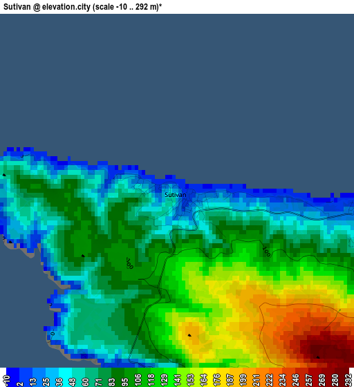 Sutivan elevation map