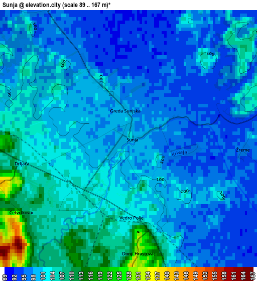 Sunja elevation map