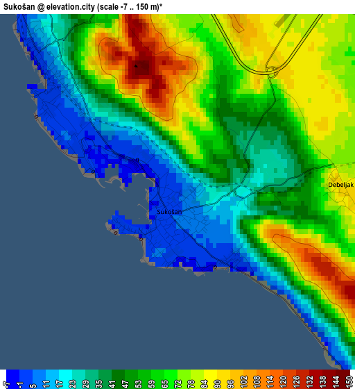 Sukošan elevation map