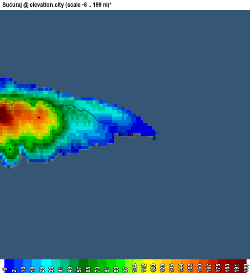 Sućuraj elevation map