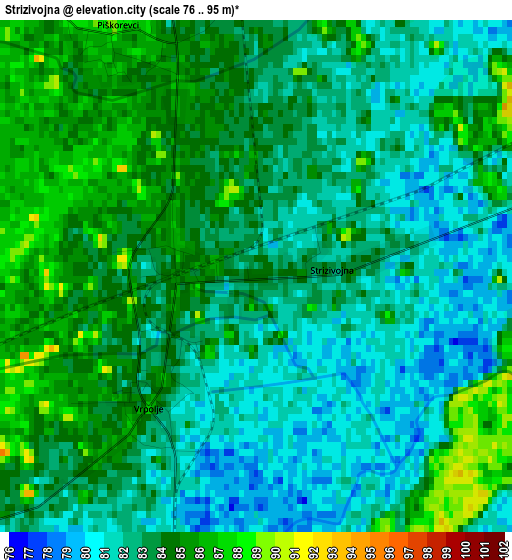 Strizivojna elevation map