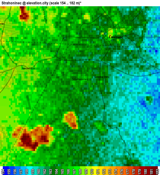 Strahoninec elevation map