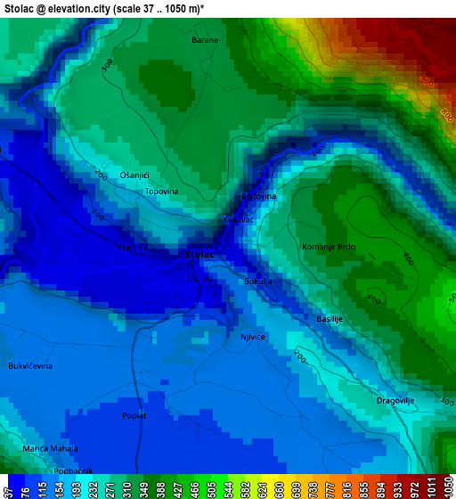 Stolac elevation map
