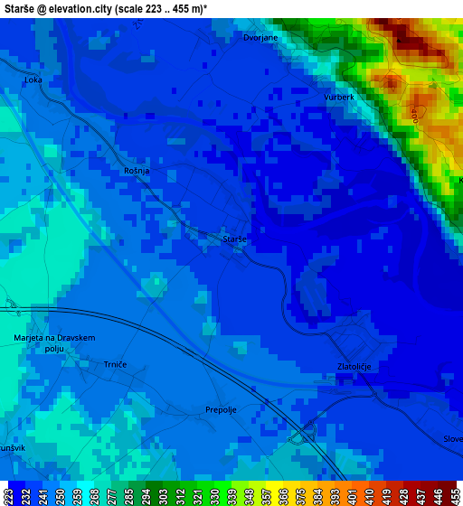 Starše elevation map