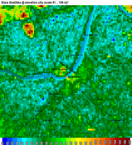 Stara Gradiška elevation map