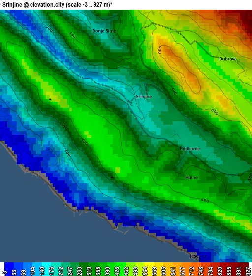 Srinjine elevation map