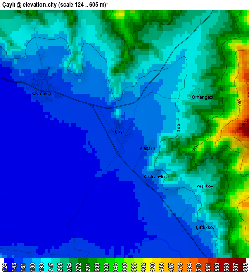 Çaylı elevation map