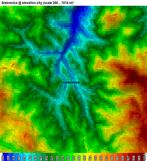 Srebrenica elevation map