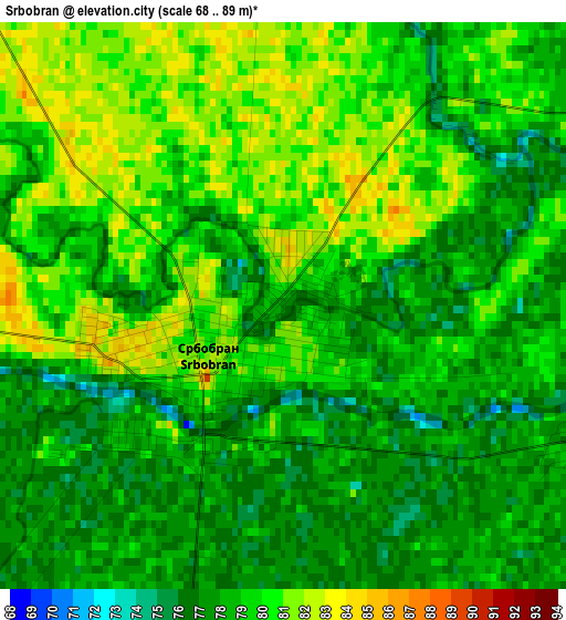 Srbobran elevation map