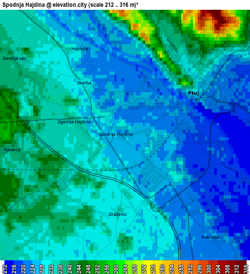 Spodnja Hajdina elevation map