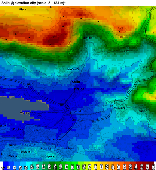 Solin elevation map
