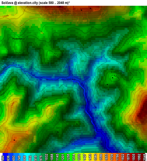 Solčava elevation map