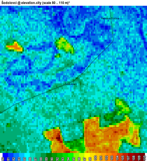 Šodolovci elevation map