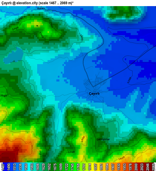 Çayırlı elevation map