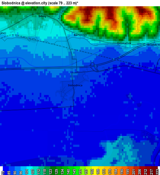 Slobodnica elevation map