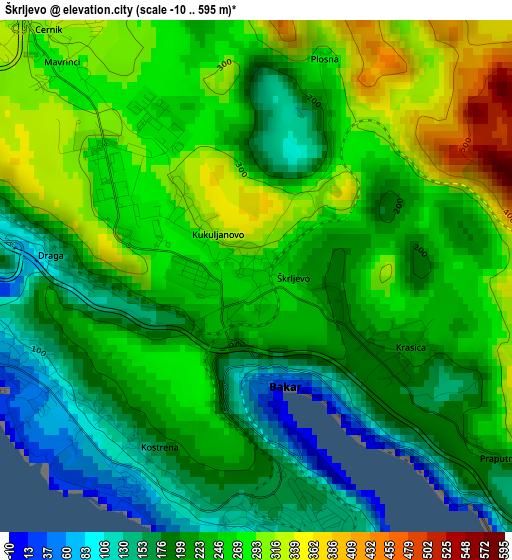 Škrljevo elevation map