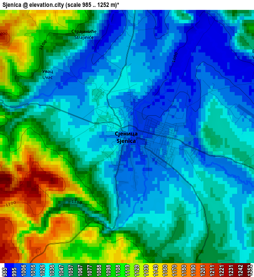 Sjenica elevation map