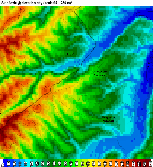 Sinošević elevation map