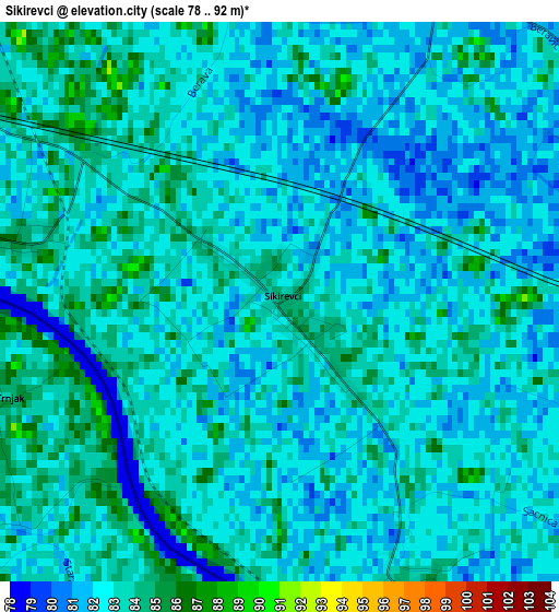 Sikirevci elevation map