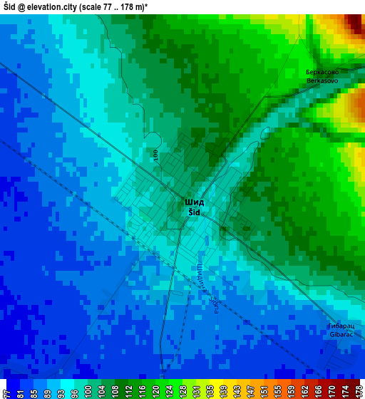 Šid elevation map