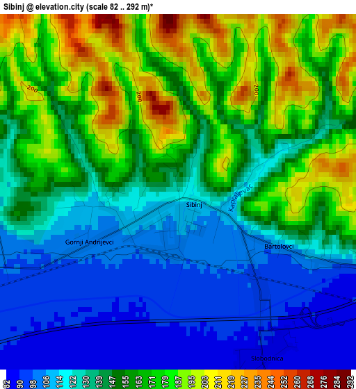 Sibinj elevation map