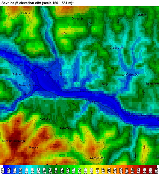 Sevnica elevation map