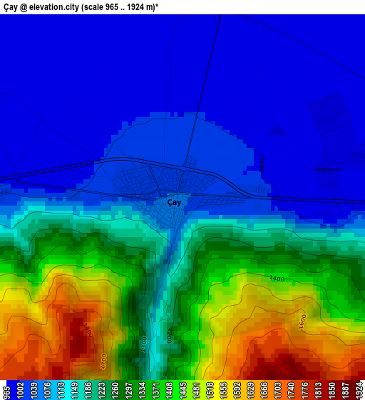 Çay elevation map