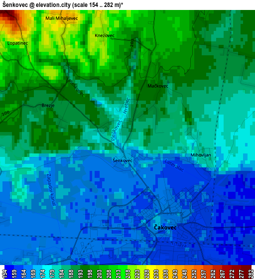 Šenkovec elevation map