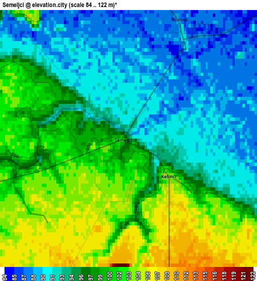 Semeljci elevation map