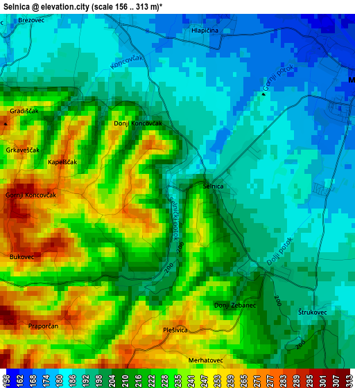 Selnica elevation map