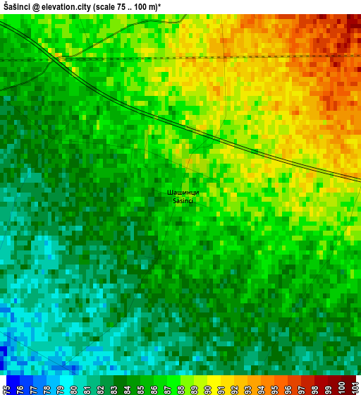 Šašinci elevation map