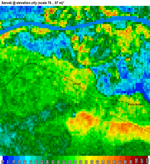 Sarvaš elevation map