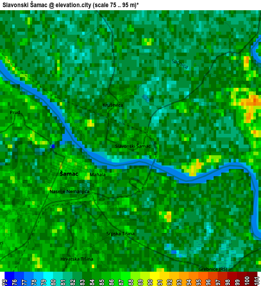 Slavonski Šamac elevation map