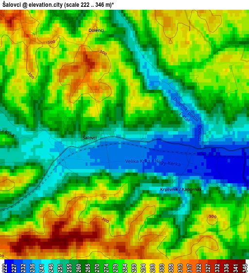 Šalovci elevation map