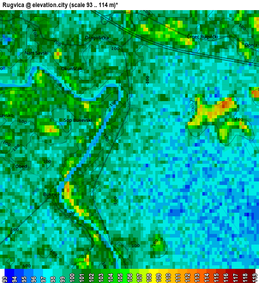 Rugvica elevation map