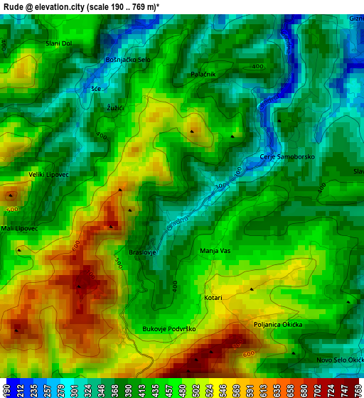 Rude elevation map