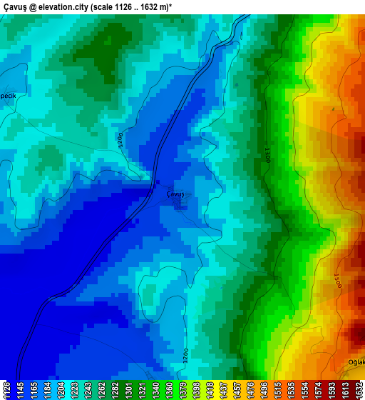 Çavuş elevation map