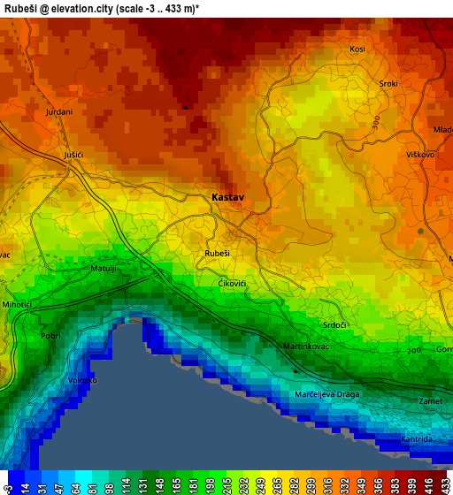 Rubeši elevation map