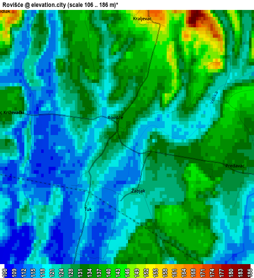 Rovišće elevation map