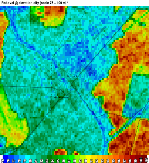 Rokovci elevation map