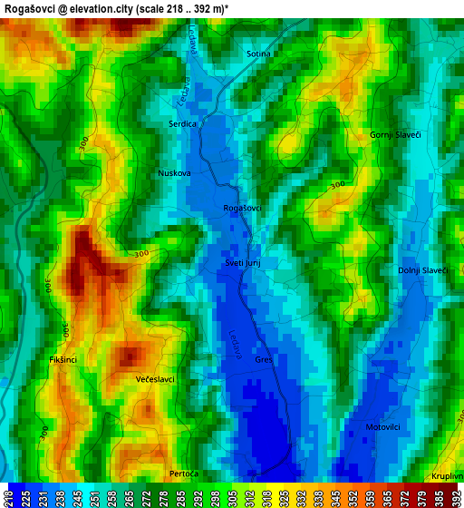 Rogašovci elevation map