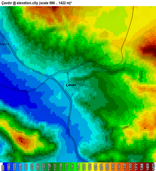 Çavdır elevation map