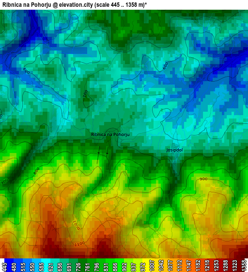 Ribnica na Pohorju elevation map