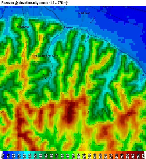 Rezovac elevation map