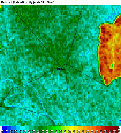 Retkovci elevation map