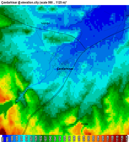 Çavdarhisar elevation map