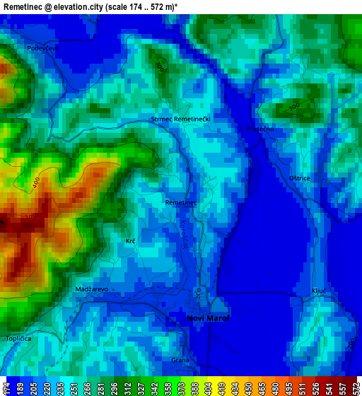 Remetinec elevation map